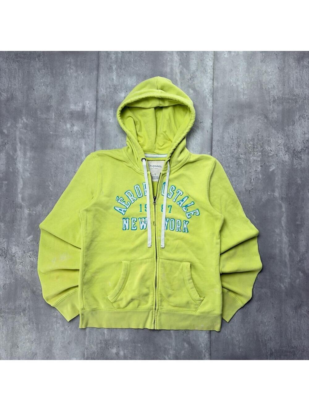 Y2K Green Aeropostale Grunge Skater Zip Up Hoodie